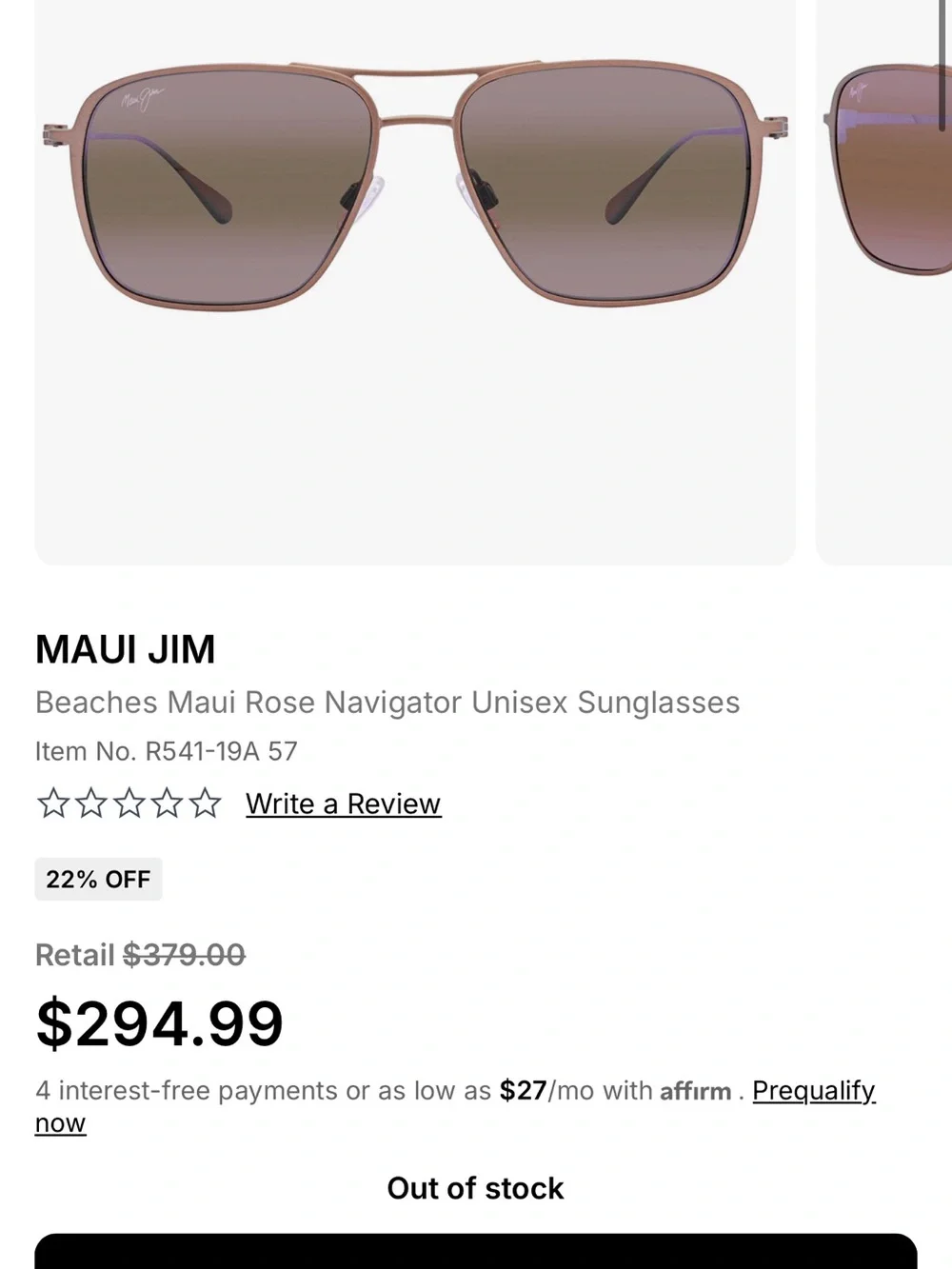 Maui Jim Men's Polarized Beaches series Sunglasses - Rose Lenses